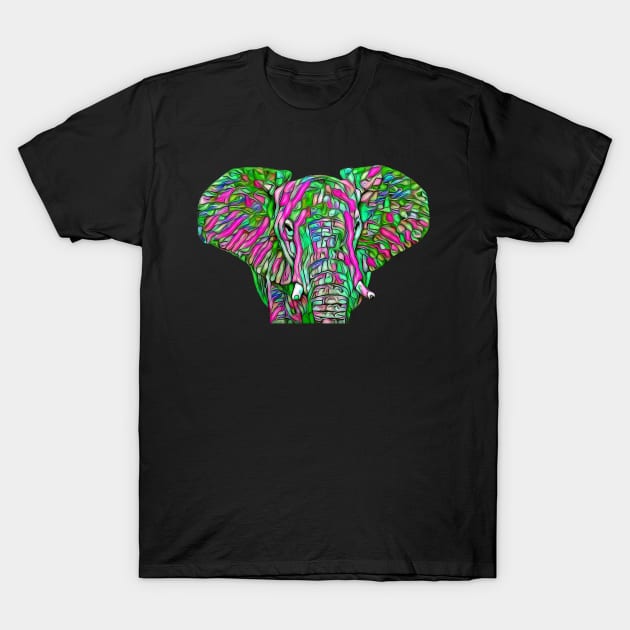 Colorful Elephant Head T-Shirt by CBV